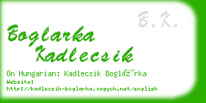 boglarka kadlecsik business card